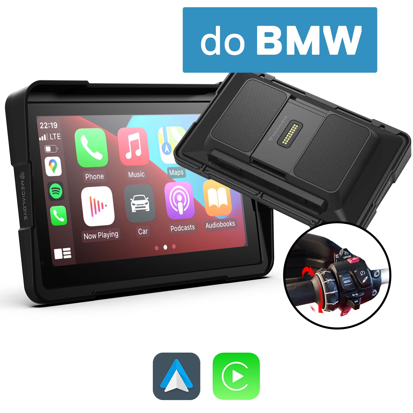 Monitor motocyklowy do BMW Carplay Android Auto Medialove MW-7 Monitor motocyklowy do BMW Carplay Android Auto Medialove MW-7