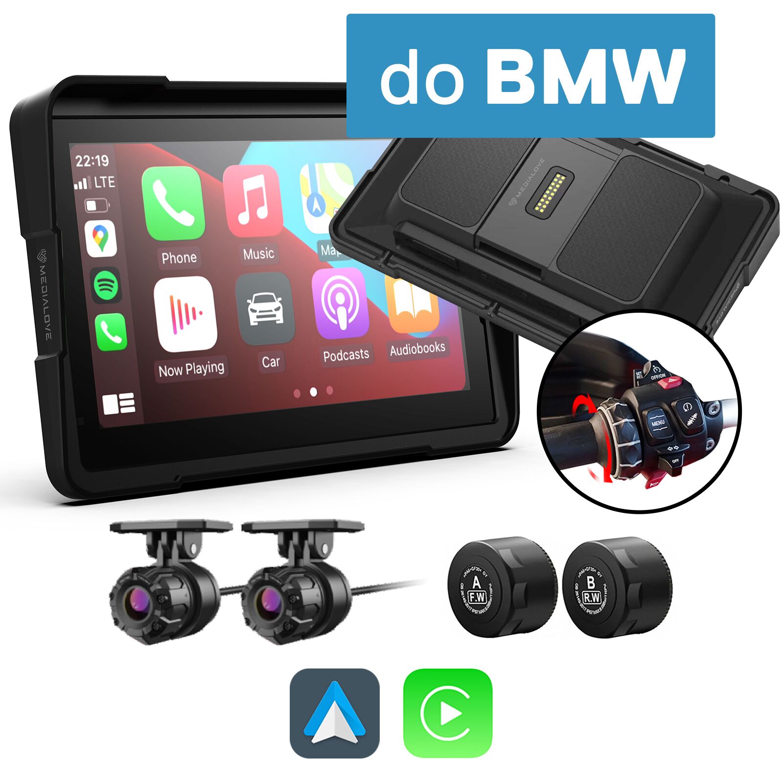 Monitor motocyklowy do BMW Carplay Android Auto Medialove MW-7