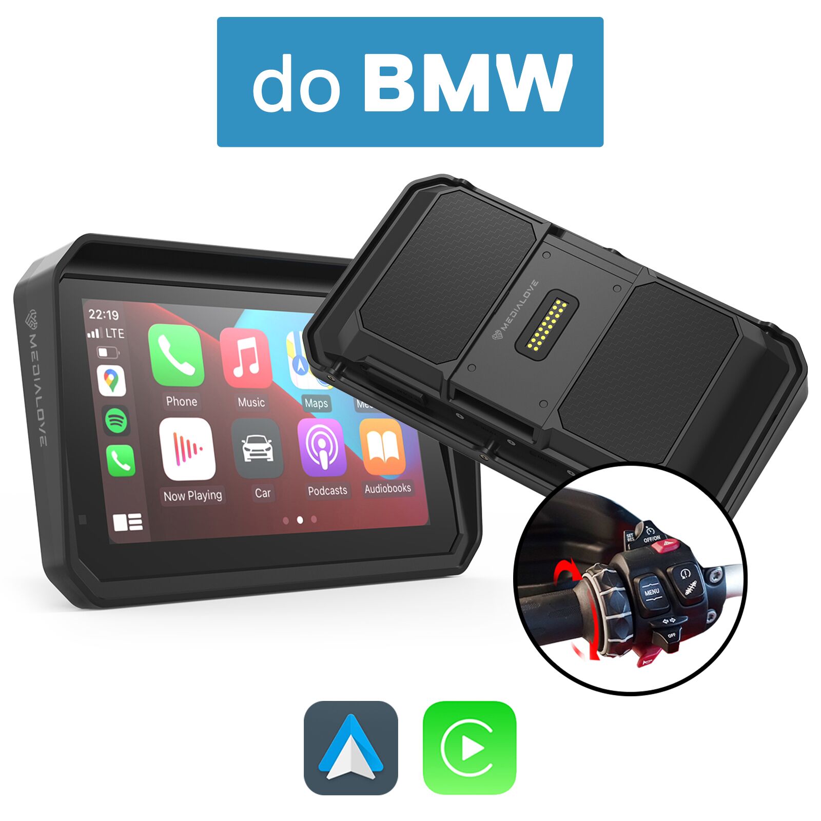 Monitor motocyklowy Medialove MW-6 do BMW Carplay Android Auto